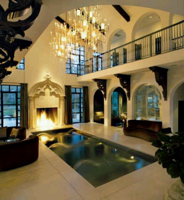Indoor Pool Fireplace